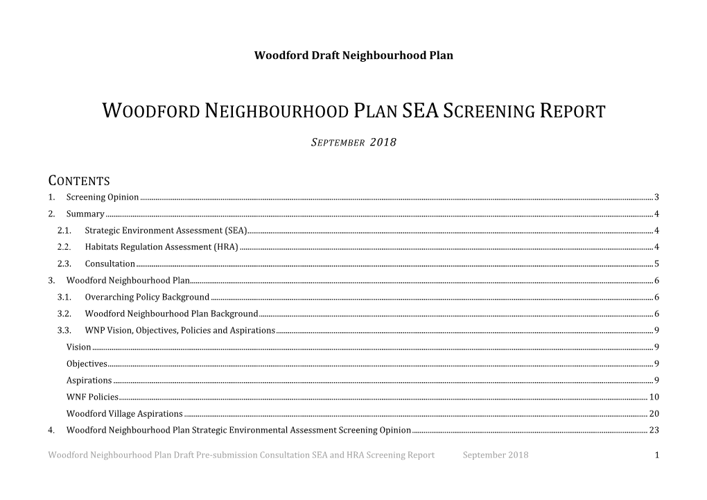 Sea Screening Report