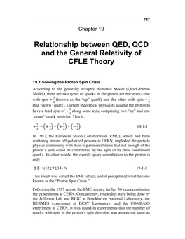 Relationship Between QED, QCD and the General Relativity of CFLE Theory