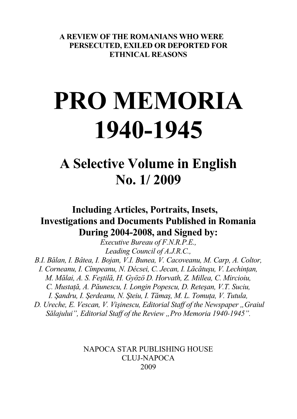 Pro Memoria 1940-1945