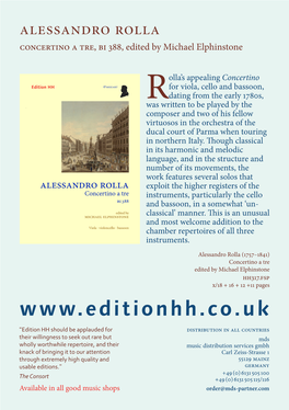 Concertino a Tre, Bi 388, Edited by Michael Elphinstone