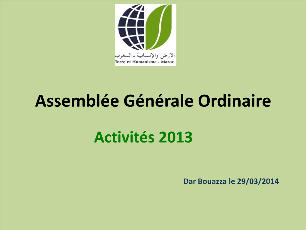 Assemblée Générale Ordinaire