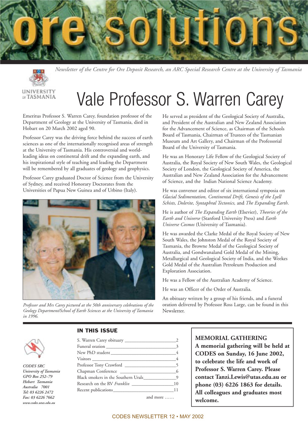 Vale Professor S. Warren Carey