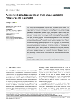 Accelerated Pseudogenization of Trace Amine-Associated Receptor Genes in Primates