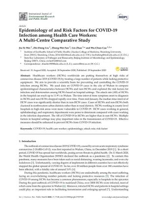 Epidemiology of and Risk Factors for COVID-19 Infection Among Health Care Workers: a Multi-Centre Comparative Study