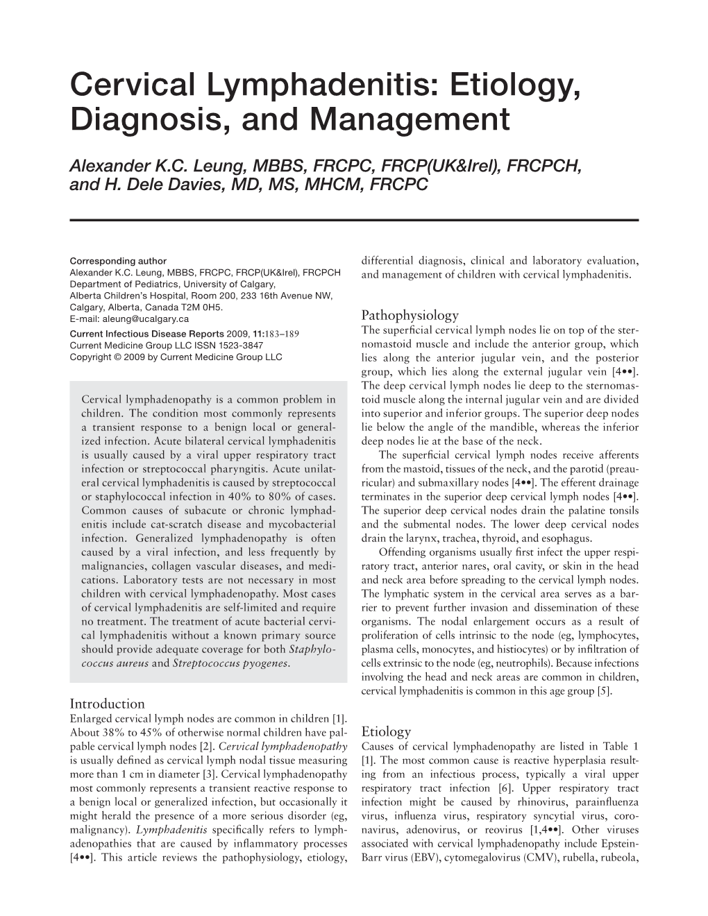 Cervical Lymphadenitis Etiology Diagnosis And Management Docslib