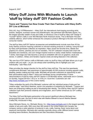 Hilary Duff Joins with Michaels to Launch 'Stuff by Hilary Duff' DIY Fashion Crafts