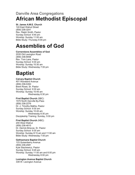 African Methodist Episcopal Assemblies of God Baptist