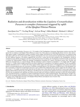 Radiation and Diversification Within the Ligularia–Cremanthodium