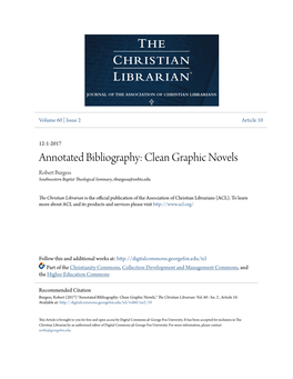 Annotated Bibliography: Clean Graphic Novels Robert Burgess Southwestern Baptist Theological Seminary, Rburgess@Swbts.Edu