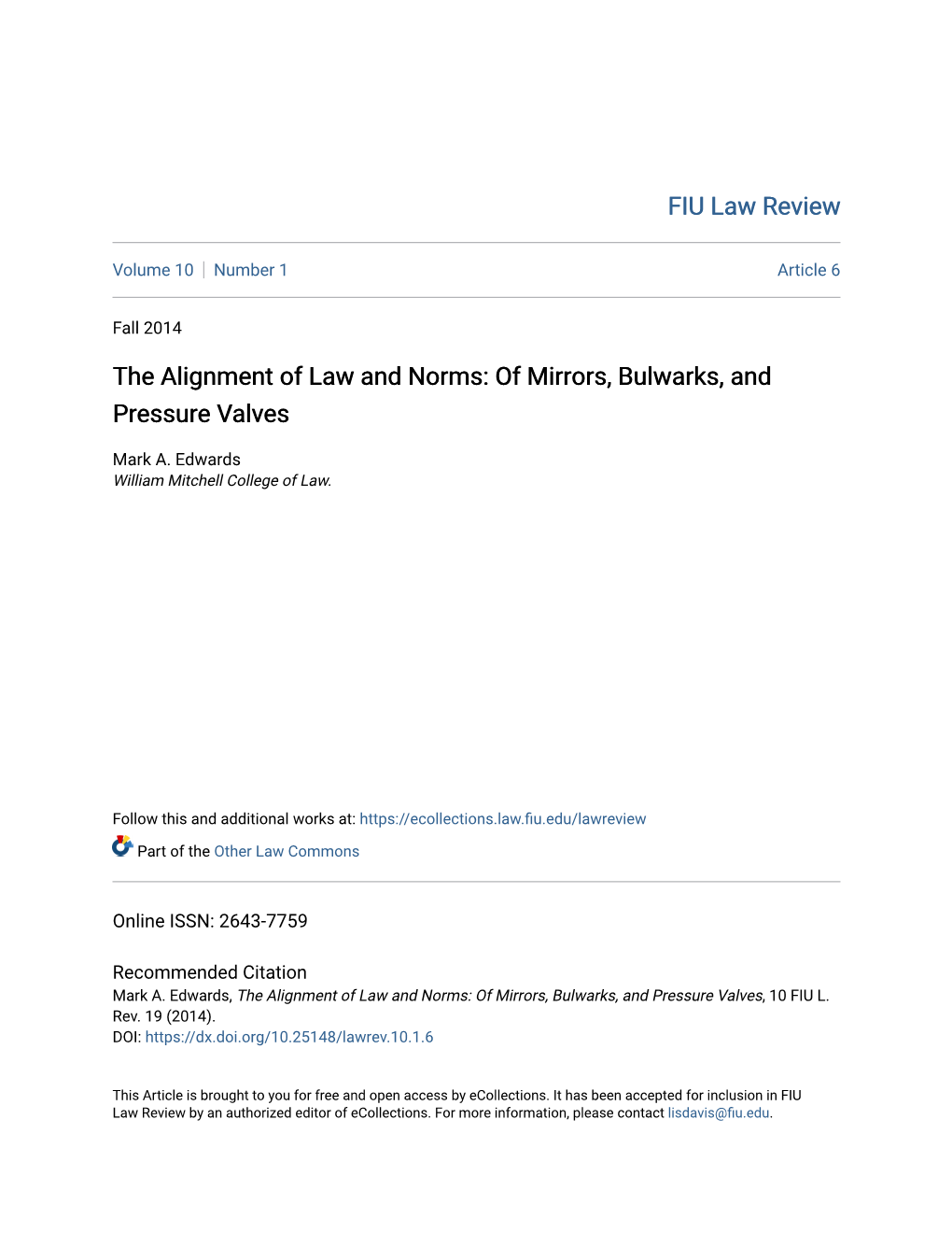 The Alignment of Law and Norms: of Mirrors, Bulwarks, and Pressure Valves