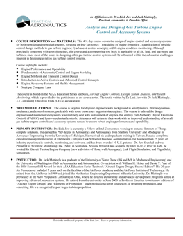 Analysis and Design of Gas Turbine Engine Control and Accessory