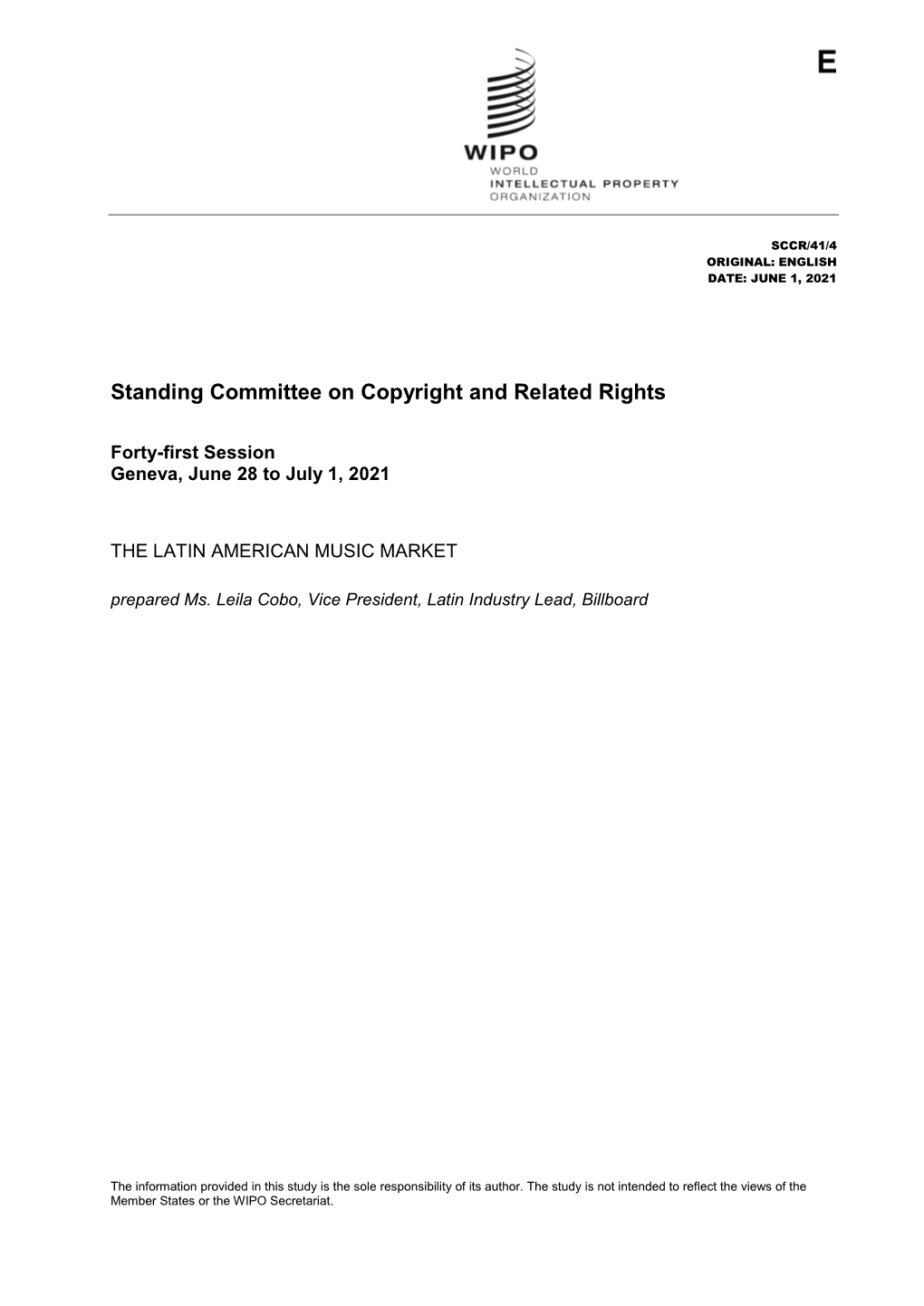 Standing Committee on Copyright and Related Rights