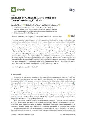 Analysis of Gluten in Dried Yeast and Yeast-Containing Products