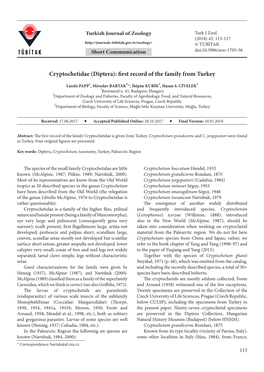 Cryptochetidae (Diptera): First Record of the Family from Turkey