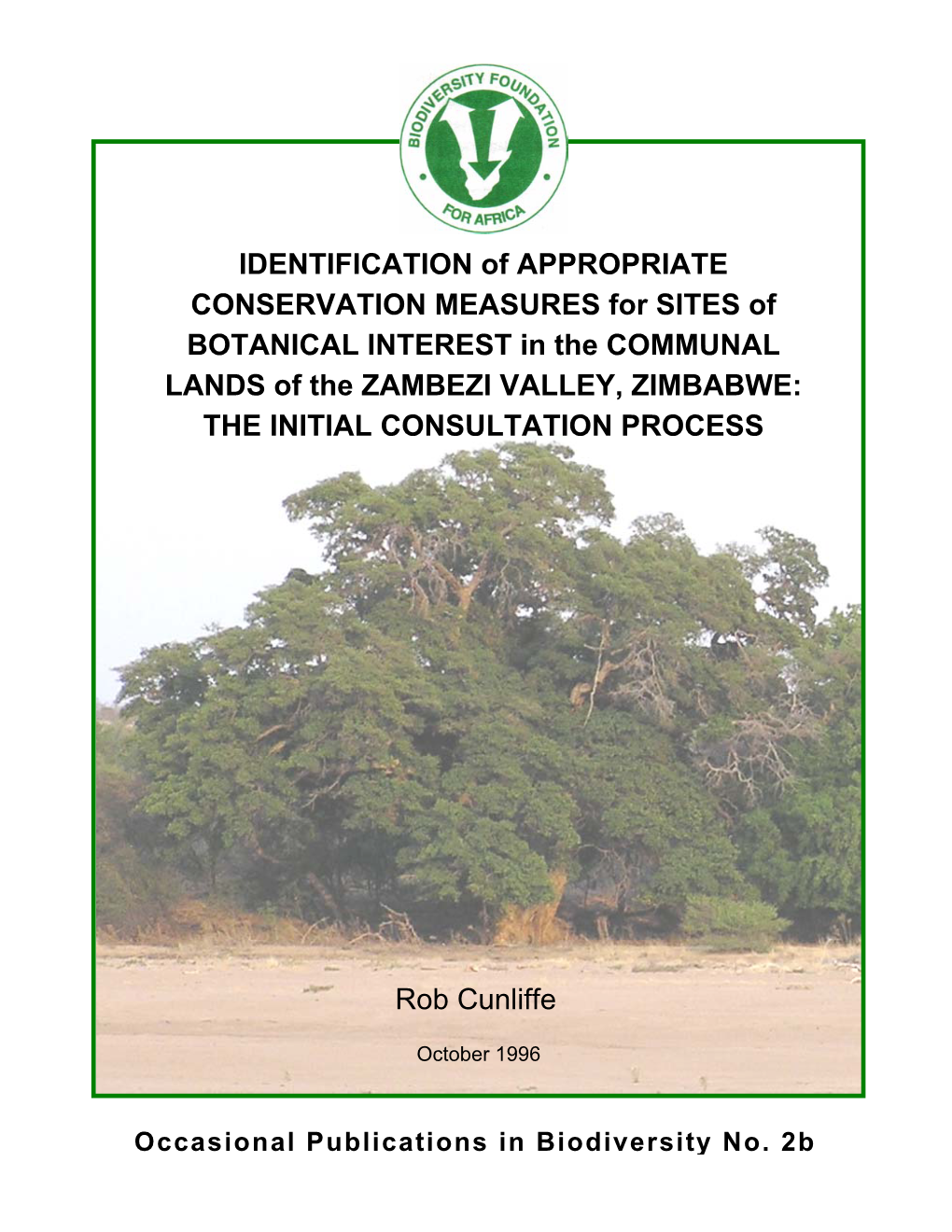 Sites of Interest for Botanical Conservation in the Communal Lands of the Zambezi Valley, Zimbabwe