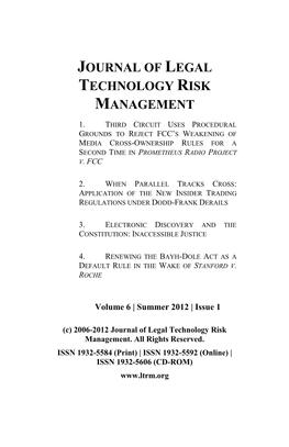 Journal of Legal Technology Risk Management