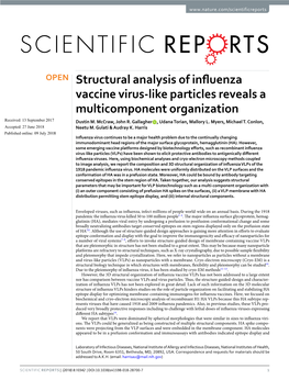Structural Analysis of Influenza Vaccine Virus-Like Particles Reveals