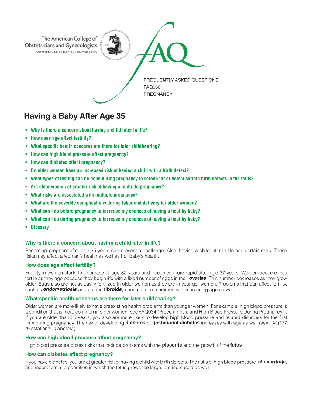 FAQ060 -- Having a Baby After Age 35