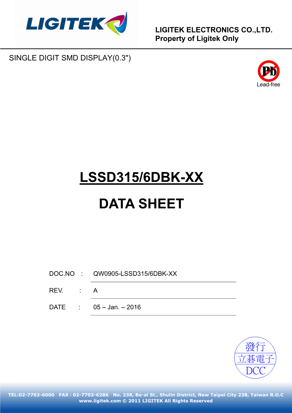 Lssd315/6Dbk-Xx Data Sheet