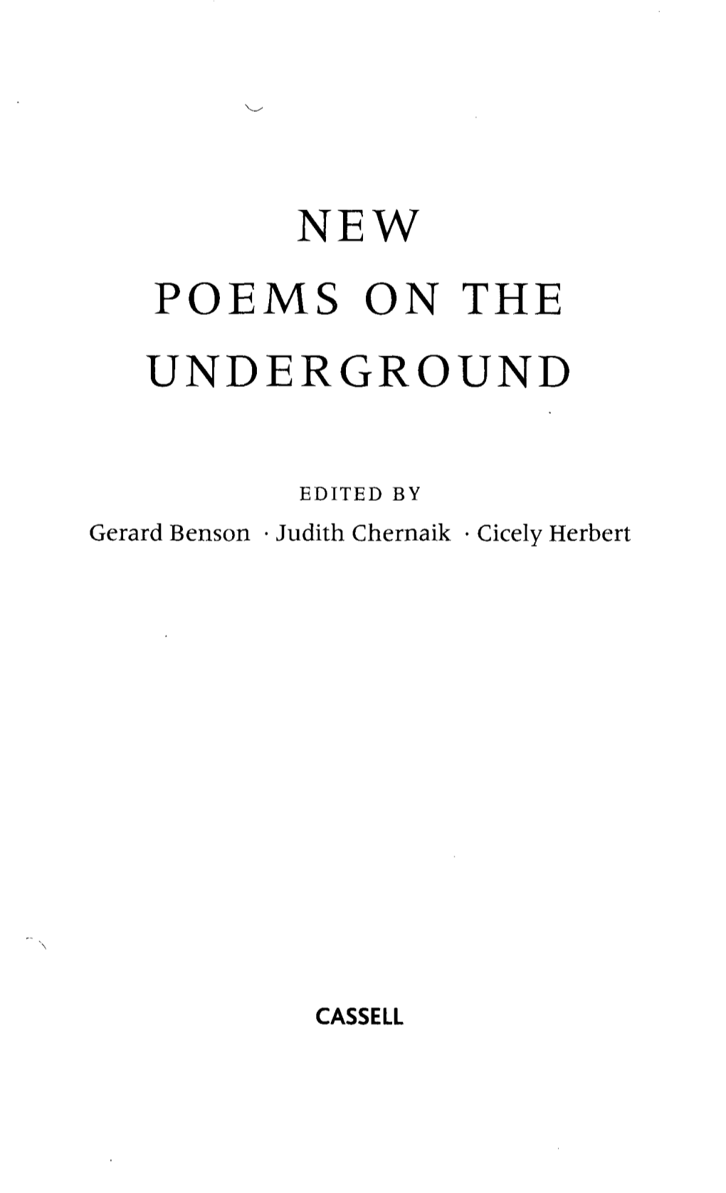 New Poems on the Underground