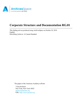 Corporate Structure and Documentation RG.01