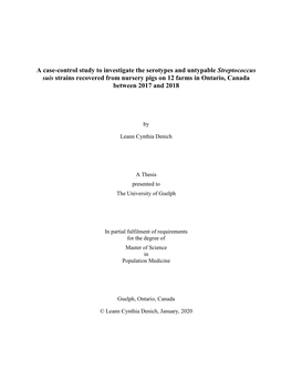 A Case-Control Study to Investigate the Serotypes and Untypable Streptococcus Suis Strains