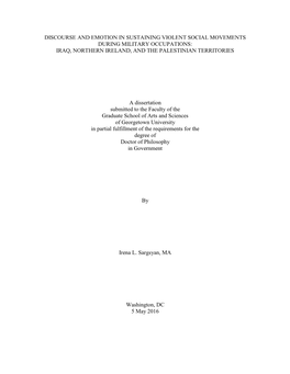 Discourse and Emotion in Sustaining Violent Social Movements During Military Occupations: Iraq, Northern Ireland, and the Palestinian Territories