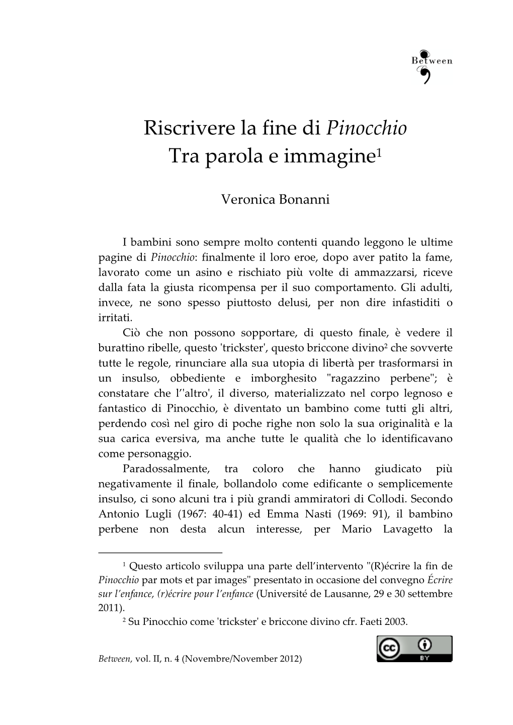 Riscrivere La Fine Di Pinocchio. Tra Parola E Immagine