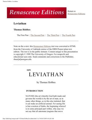 Thomas Hobbes. Leviathan