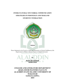 English and Literature Department Adab and Humanities Faculty Alauddin State Islamic University of Makassar Samata-Gowa 2015 Motto