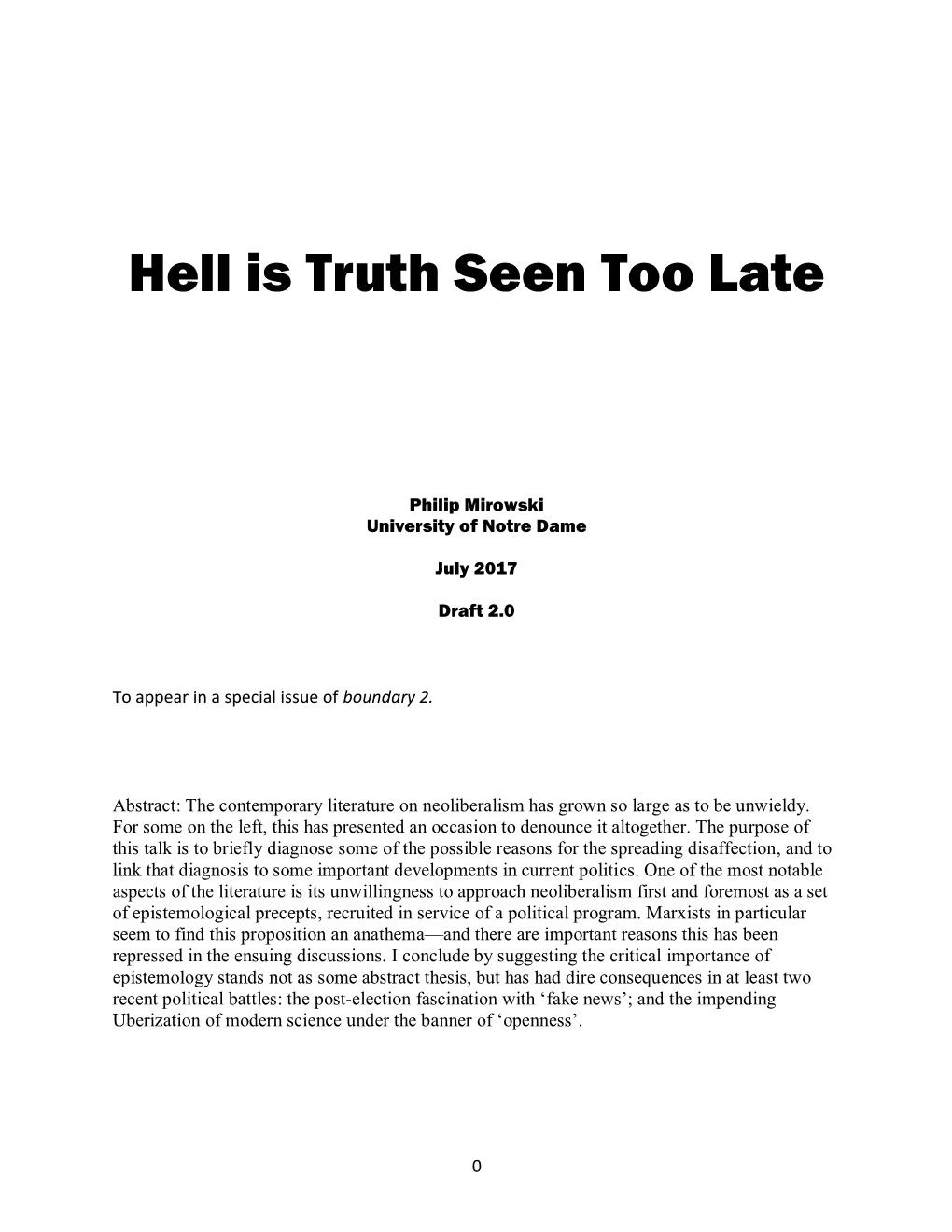 Hell Is Truth Seen Too Late