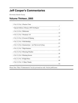 Jeff Cooper's Commentaries, Volume Thirteen, 2005