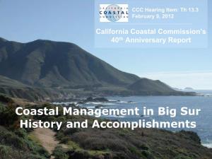 Coastal Management Accomplishments in the Big Sur Coast Area