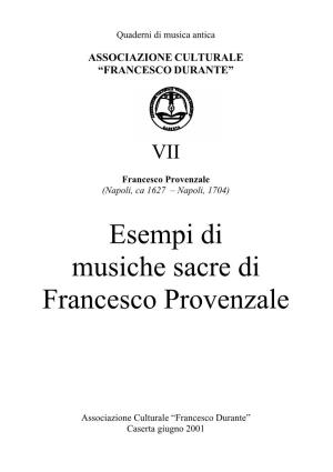 Esempi Di Musiche Sacre Di Francesco Provenzale