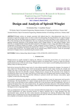 Design and Analysis of Spiroid Winglet