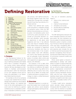 Defining Restorative IIRP President and Founder