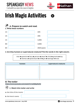Irish Magic Activities A2