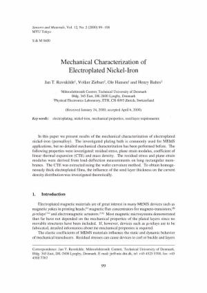 Mechanical Characterization of Electroplated Nickel-Iron