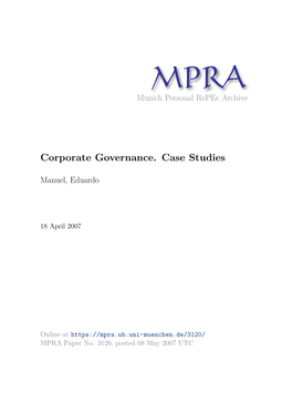 Corporate Governance. Case Studies