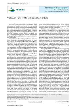 Vicki Ann Funk (1947−2019): a Short Tribute