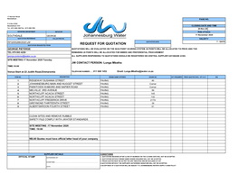 Request for Quotation Quotation Requested from George Pieterse Quotations Will Be Evaluated on the 80/20 Point Scoring System