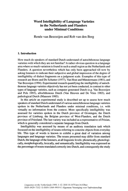 Word Intelligibility of Language Varieties in the Netherlands and Flanders Under Minimal Conditions