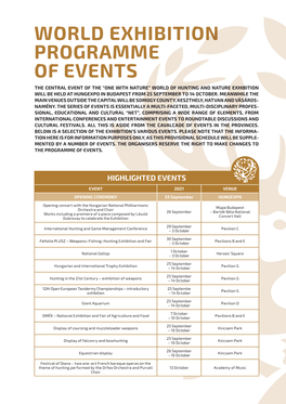 World Exhibition Programme of Events