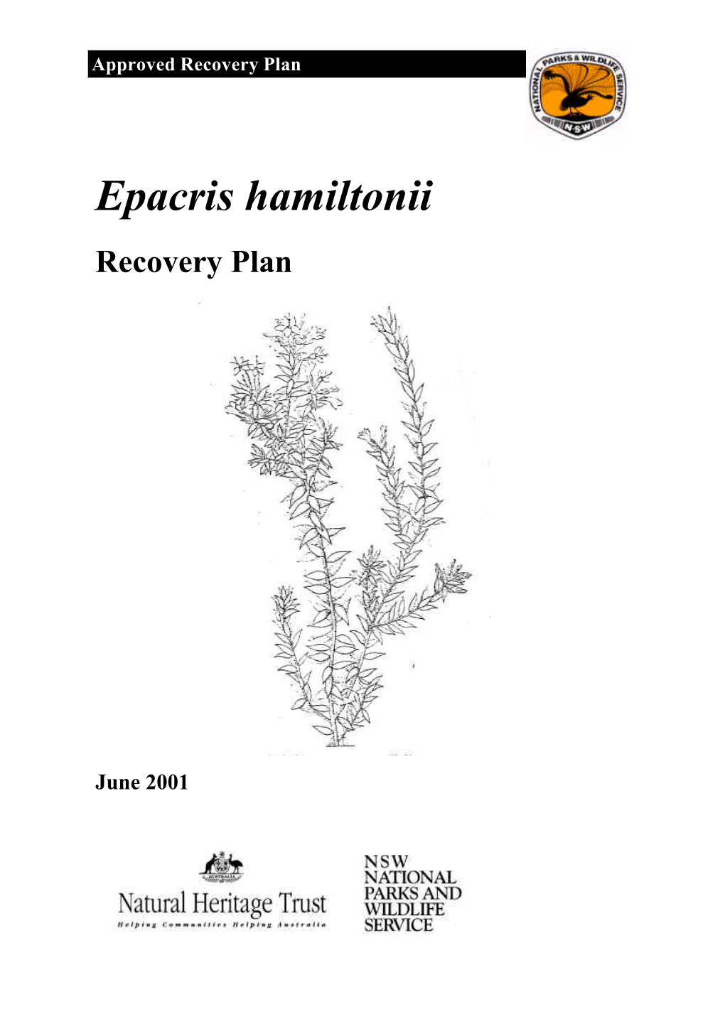 Epacris Hamiltonii Recovery Plan