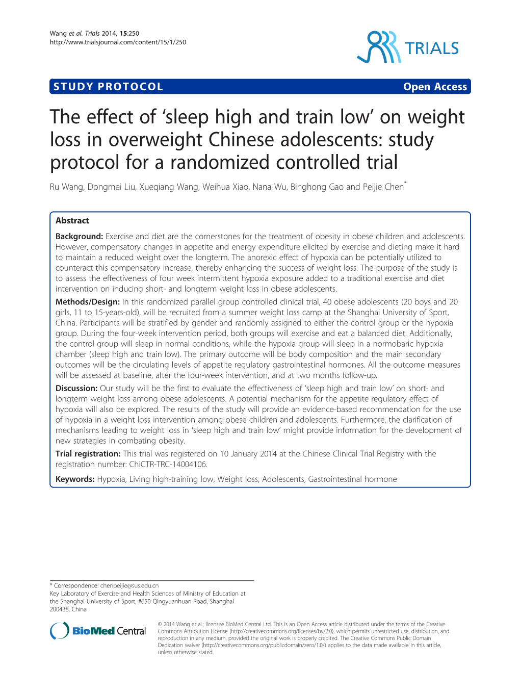 The Effect of 'Sleep High and Train Low' on Weight Loss in Overweight