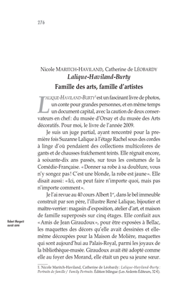 Lalique-Haviland-Burty Famille Des Arts, Famille D'artistes