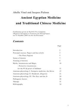 Ancient Egyptian Medicine and Traditional Chinese Medicine