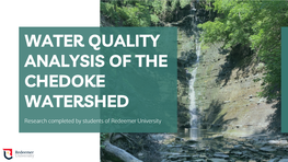 Water Quality Analysis of the Chedoke Watershed