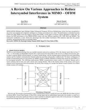 A Review on Various Approaches to Reduce Intersymbol Interference in MIMO – OFDM