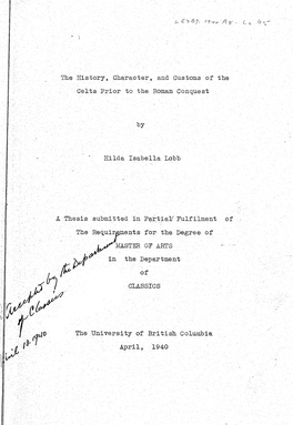 Dhe History,.Character, and Customs of the Celts Prior to the Roman Conquest